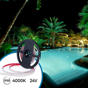 Tira LED 24V DC sumergible - Monocolor - 9.6W/m - 10mm - IP68 - 5 metros - 120ch/m - Barcelona Led-