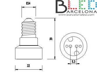 Adaptador de rosca E14 a MR16 - Barcelona Led-