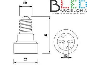 Adaptador de rosca E14 a MR16 - Barcelona Led-