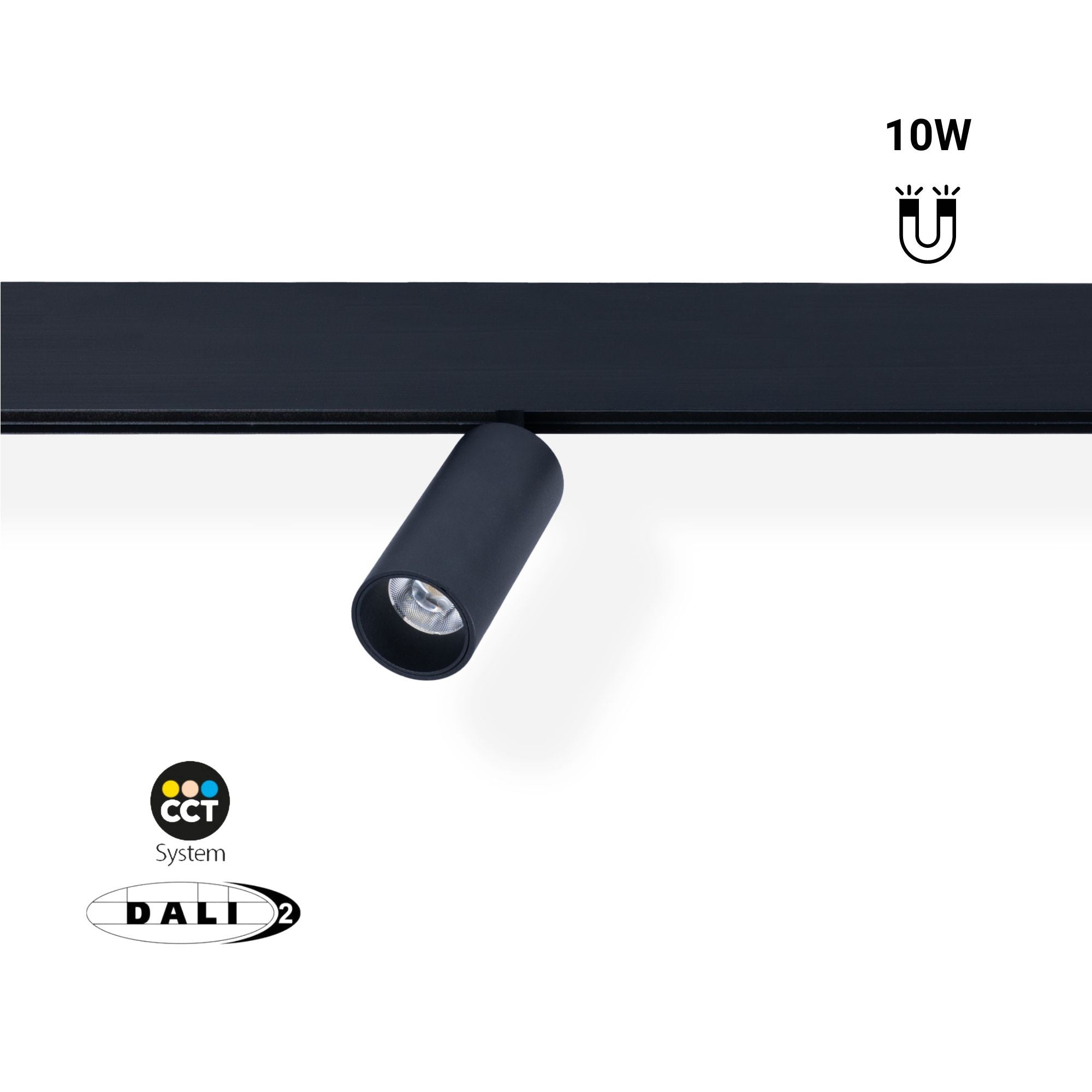 Foco LED para carril magnético 48V - 10W - DALI-2 regulable - Negro (1)