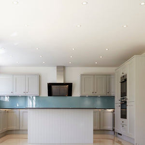 KIT Aro empotrable Ø90mm (blanco/gris) + Bombilla GU10 6W + Portalámparas (11)