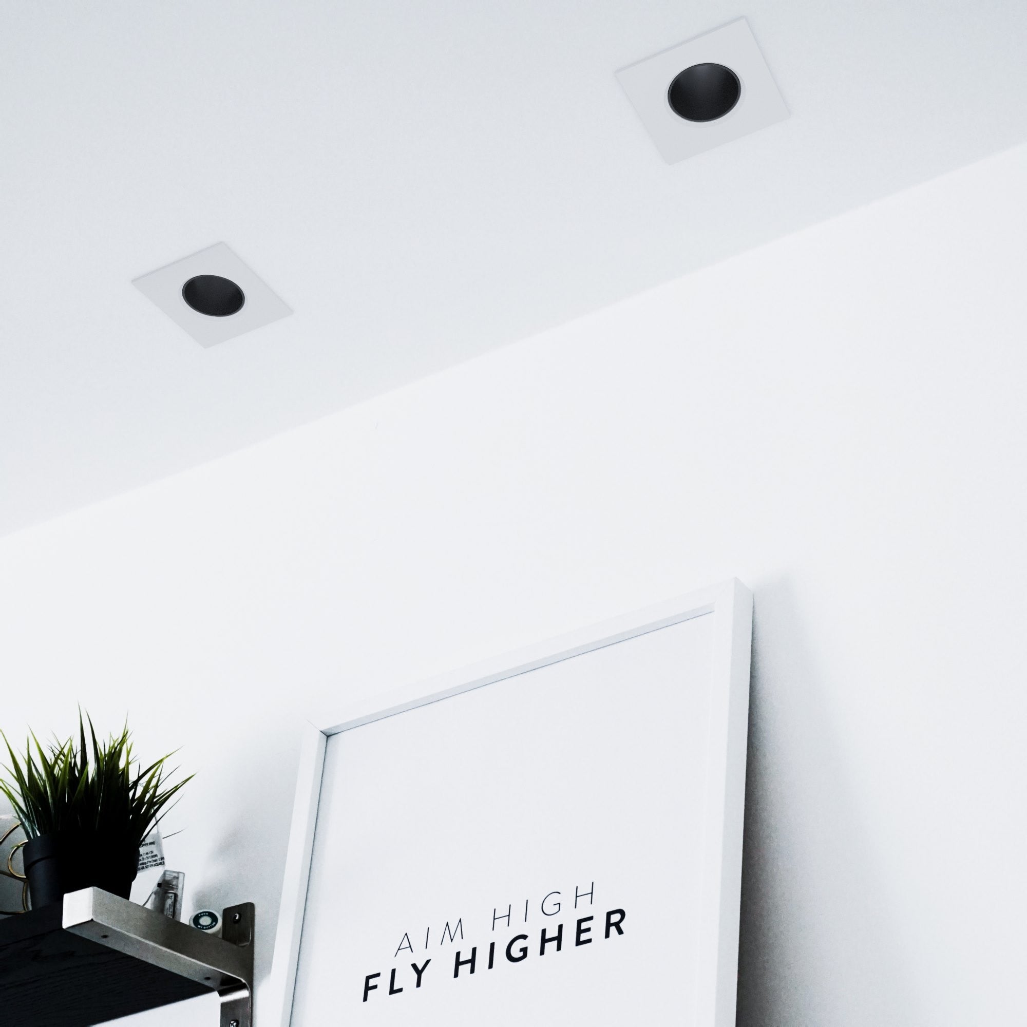 KIT Aro downlight cuadrado 93x93mm (gris/blanco) + Bombilla GU10 6W + Portalámparas (1)