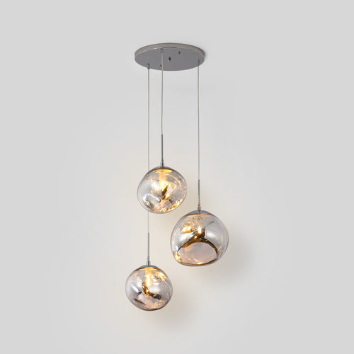 Triple crystal pendant light