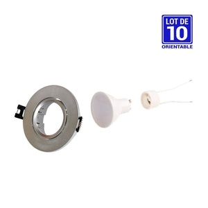 KIT x 10 - Aro downlight basculante + Bombilla GU10 5W + Casquillo GU10 - Barcelona Led-