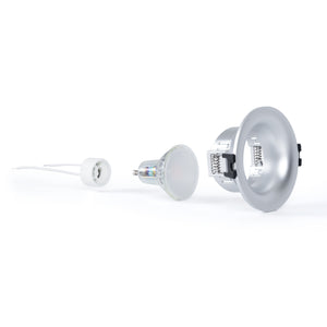 KIT Aro empotrable Ø86mm + Bombilla GU10 6W + Portalámparas (87)