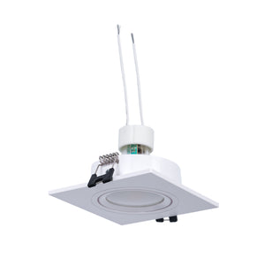 KIT Aro downlight cuadrado 93x93mm (blanco) + Bombilla GU10 6W + Portalámparas
