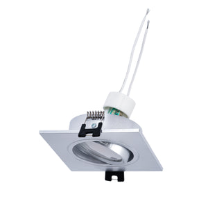 KIT Aro downlight cuadrado 93x93mm (plata) + Bombilla GU10 6W + Portalámparas (20)