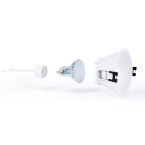 KIT Aro empotrable fijo Ø93mm + Bombilla GU10 5,4W + Portalámparas