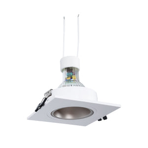 KIT Aro downlight cuadrado 93x93mm (blanco/champagne) + Bombilla GU10 6W + Portalámparas (20)