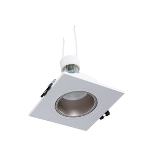KIT Aro downlight cuadrado 93x93mm (blanco/champagne) + Bombilla GU10 6W + Portalámparas