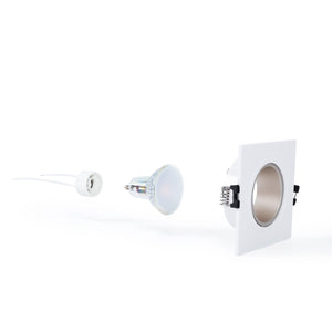 KIT Aro downlight cuadrado 93x93mm + Bombilla GU10 6W + Portalámparas - Barcelona Led-