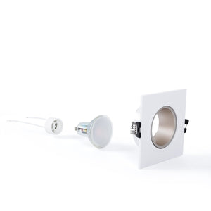 KIT Aro downlight cuadrado 93x93mm + Bombilla GU10 6W + Portalámparas - Barcelona Led-