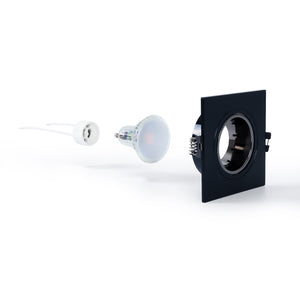 KIT Aro downlight cuadrado 93x93mm + Bombilla GU10 6W + Portalámparas (68)