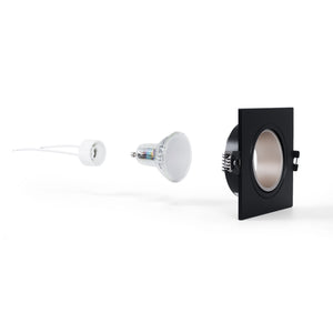 KIT Aro downlight cuadrado 93x93mm + Bombilla GU10 6W + Portalámparas (116)