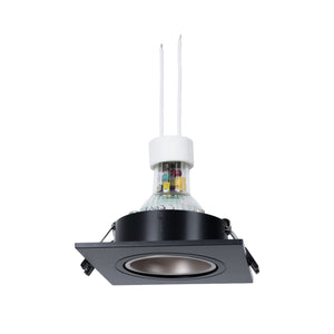 KIT Aro downlight cuadrado 93x93mm (negro/champagne) + Bombilla GU10 6W + Portalámparas (26)