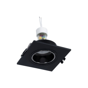KIT Aro downlight cuadrado 93x93mm (gris/negro) + Bombilla GU10 6W + Portalámparas