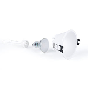 KIT Aro empotrable fijo Ø82mm + Bombilla GU10 6W + Portalámparas - Barcelona Led-