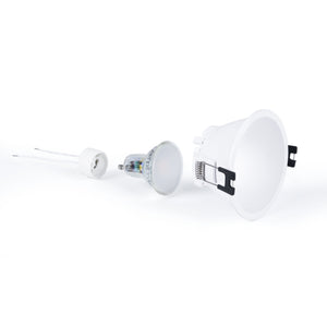 KIT Aro empotrable fijo Ø82mm + Bombilla GU10 6W + Portalámparas (14)