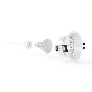 KIT Aro empotrable Ø93mm + Bombilla GU10 6W + Portalámparas - Barcelona Led-