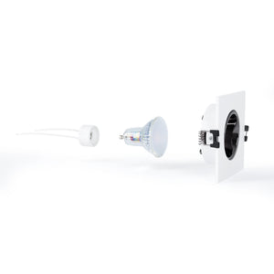 KIT Aro downlight cuadrado 93x93mm + Bombilla GU10 6W + Portalámparas (41)