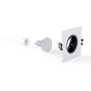 KIT Aro downlight cuadrado 93x93mm + Bombilla GU10 6W + Portalámparas (42)