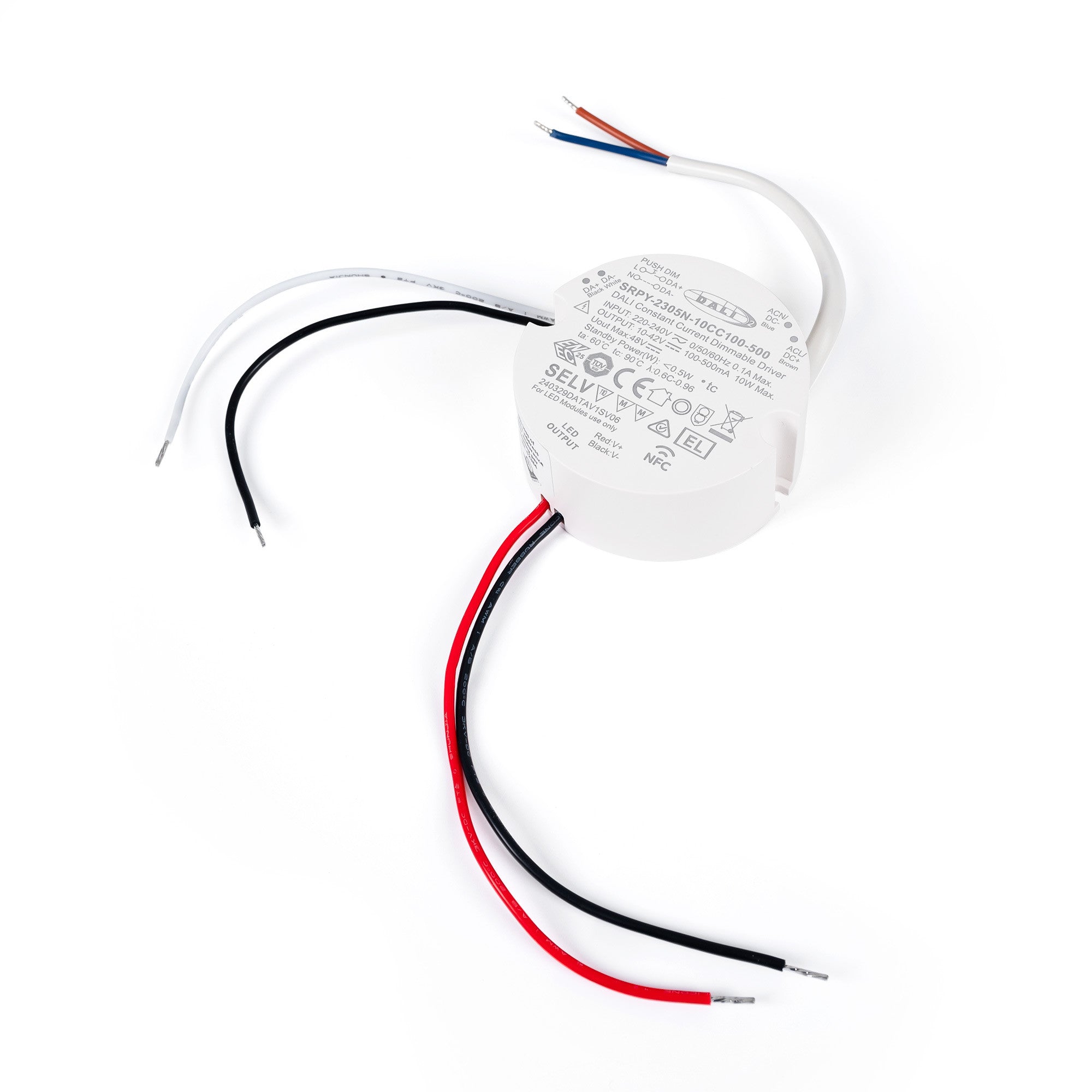 Driver regulable DALI DT6 NFC monocolor 220-240V - Salida 10-42V DC - 100-500mA - 10W (1)