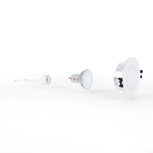 KIT Aro empotrable estanco Ø90mm + Bombilla GU10 6W + Portalámparas (18)