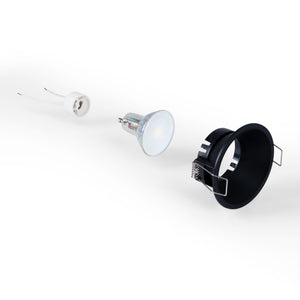 KIT Aro empotrable fijo Ø82mm + Bombilla GU10 6W + Portalámparas (4)