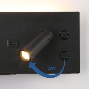 Aplique de pared para lectura con puerto USB "Kerta" - Iluminación doble - 3W+7W - Barcelona Led-Decoración