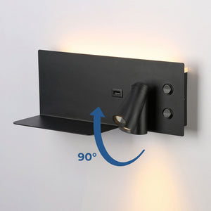 Aplique de pared para lectura con puerto USB "Kerta" - Iluminación doble - 3W+7W, lado derecho (9)