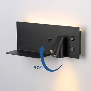 Aplique de pared para lectura con puerto USB "Kerta" - Iluminación doble - 3W+7W - Barcelona Led-Decoración