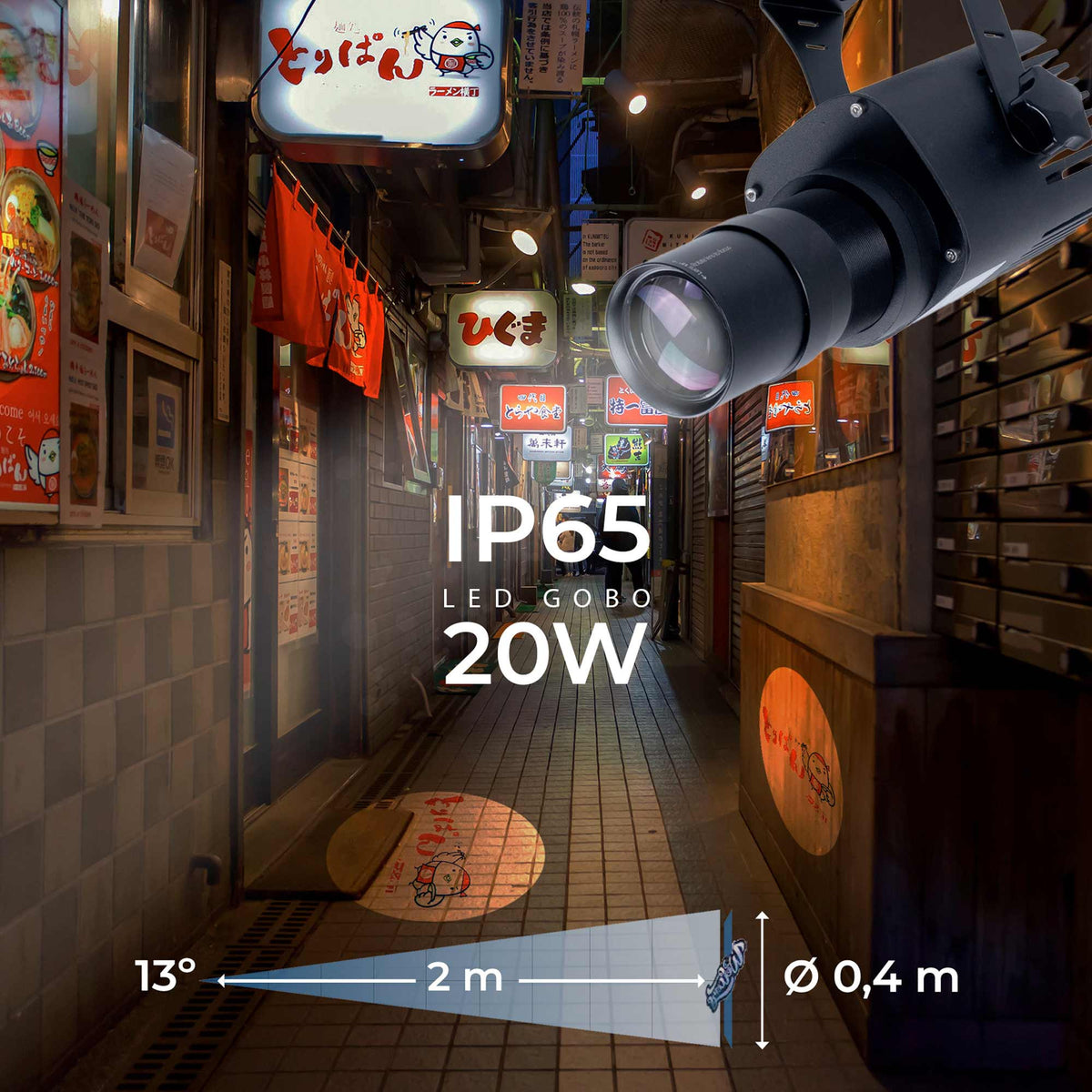 Proyector de logos LED GOBO 20W - Óptica 13° - Exterior - Rotativo (1)