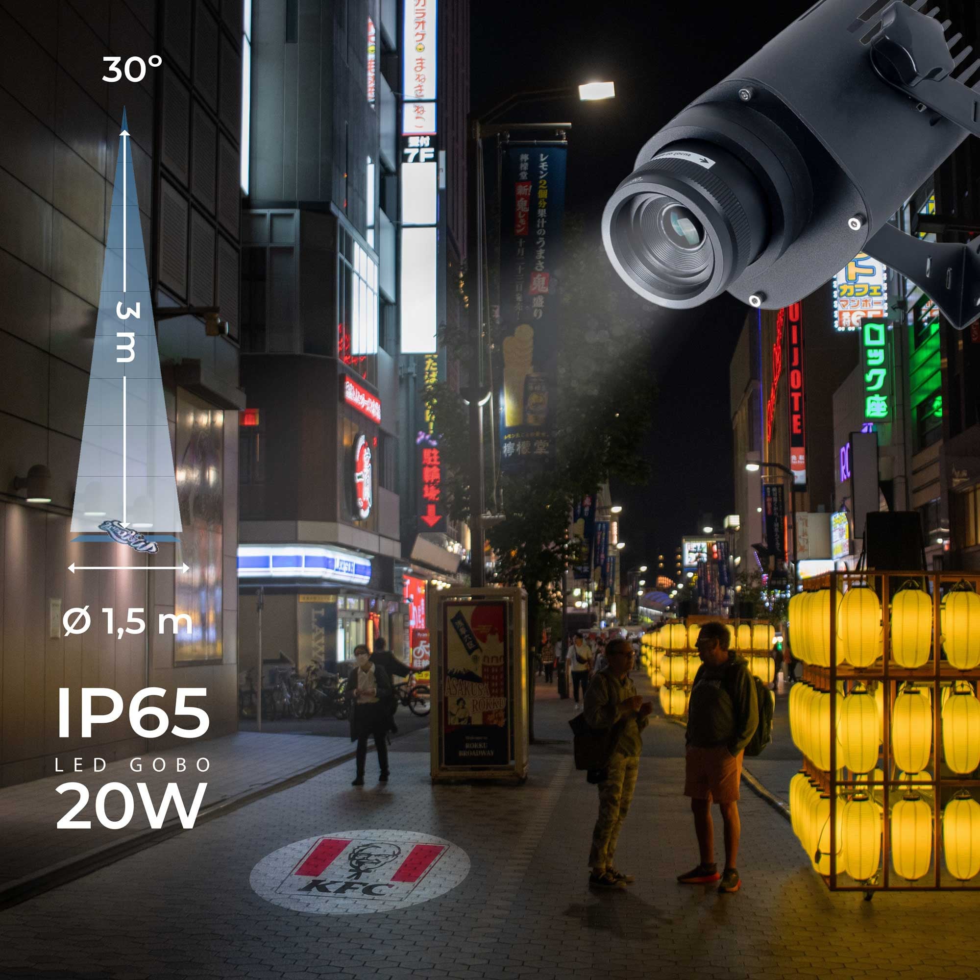 Proyector de logos LED GOBO 20W - Óptica 30° - Exterior - Rotativo (1)