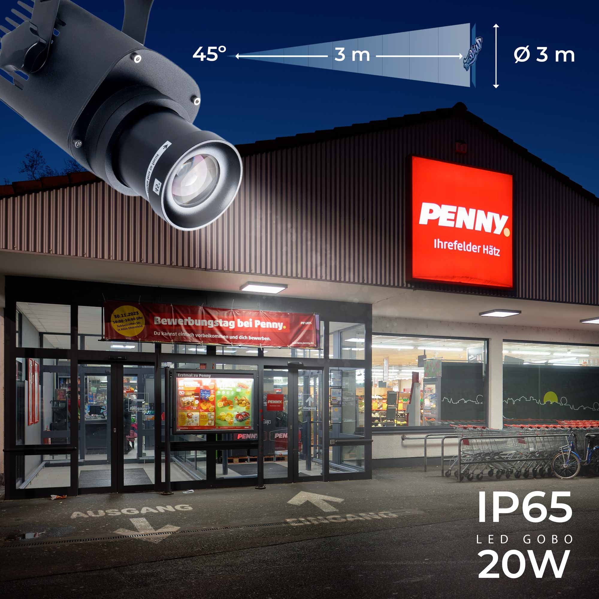 Proyector de logos LED GOBO 20W - Óptica 45° - Exterior - Rotativo (1)