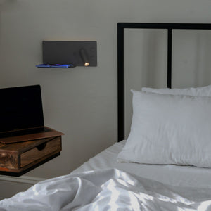 Aplique de pared para lectura con puerto USB "Kerta" - Iluminación doble - 3W+7W, lado derecho (1)