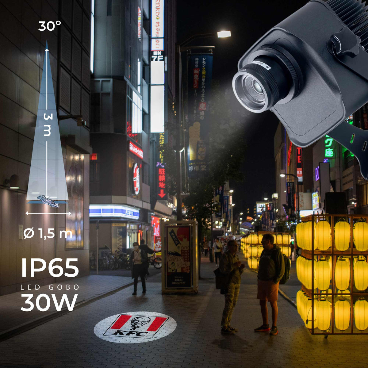 Proyector de logos LED GOBO 30W - Óptica 30° - Exterior - Rotativo (1)