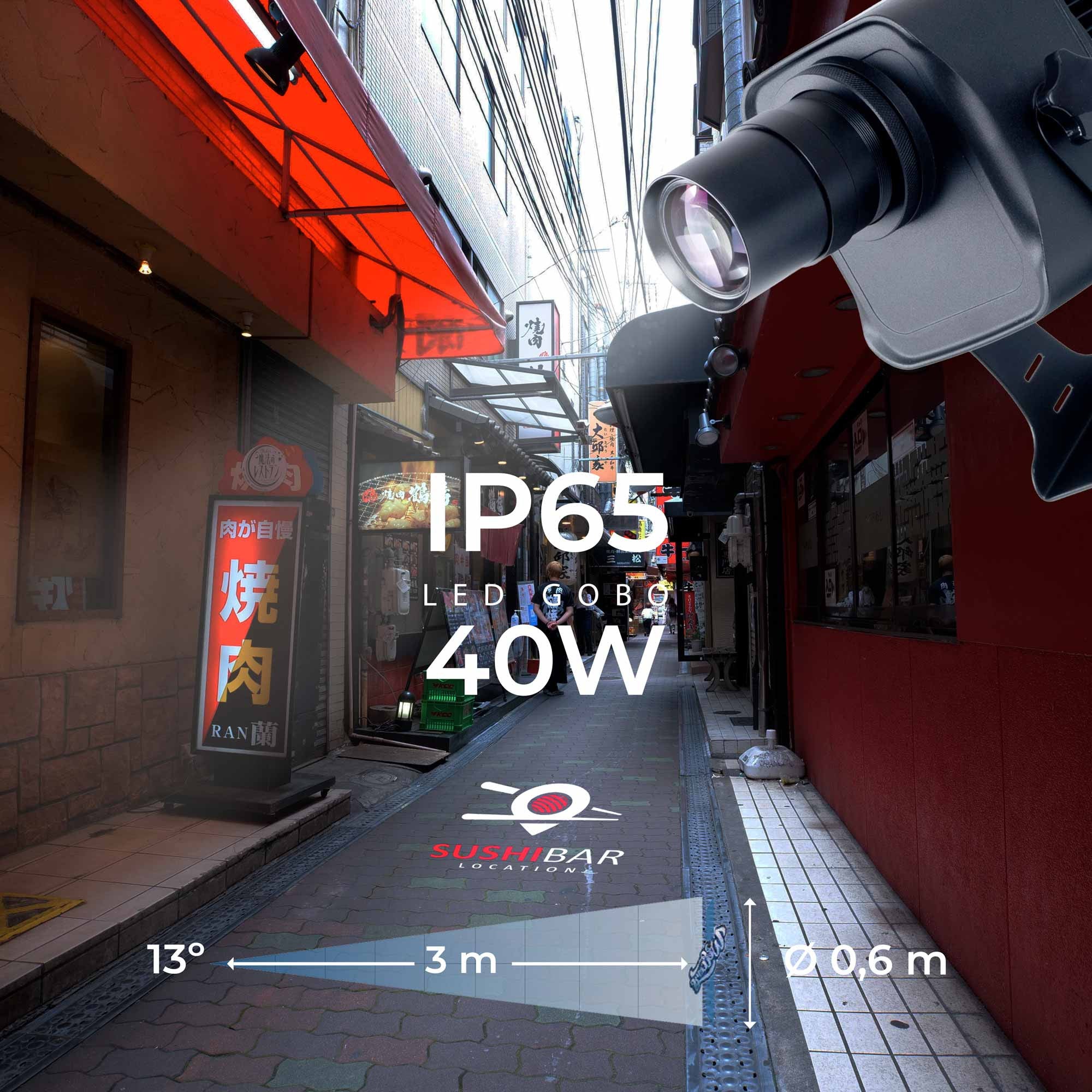 Proyector de logos LED GOBO 40W - Óptica 13° - Exterior - Rotativo (1)