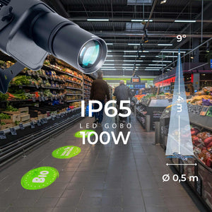 Proyector de logos LED GOBO 100W - Óptica 9° - Exterior - Rotativo (1)