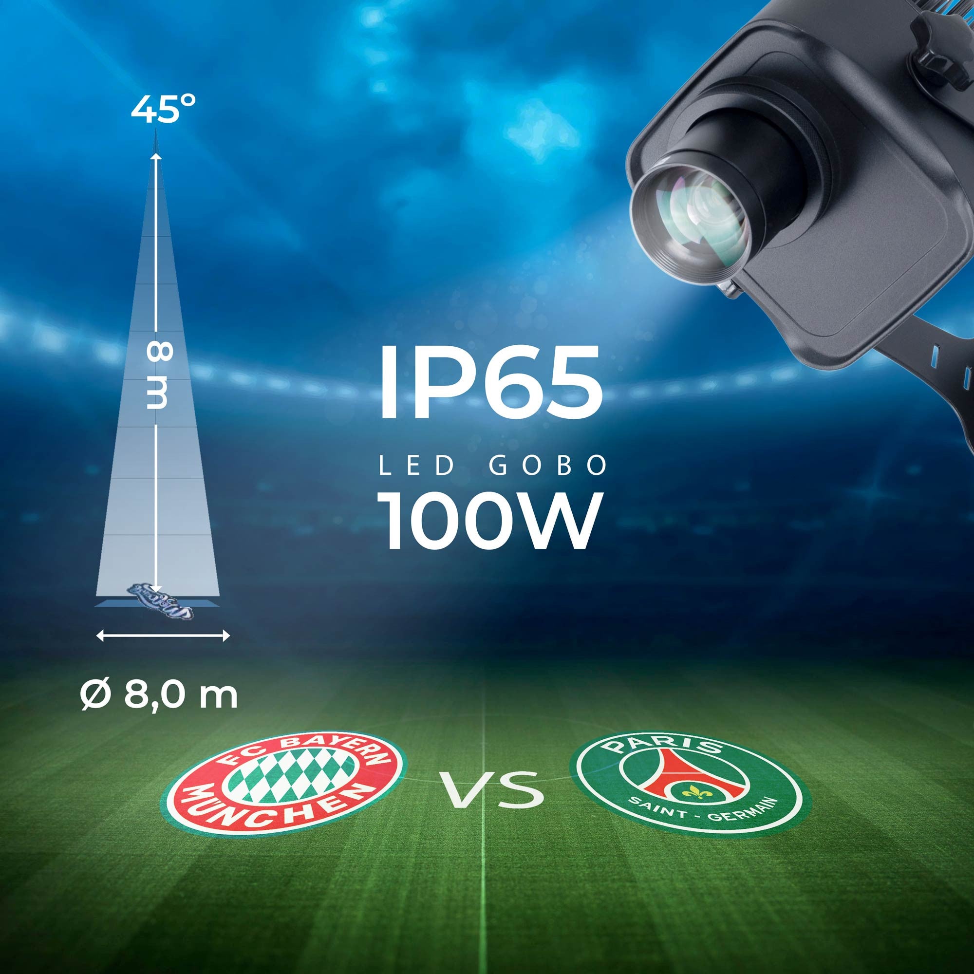 Proyector de logos LED GOBO 100W - Óptica 45° - Exterior - Rotativo (1)