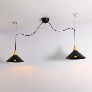 Lampara colgante doble metal y madera "Selroom" - 2xE27 (11)