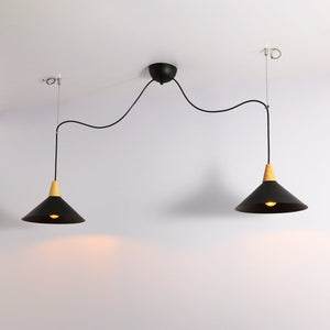 Lampara colgante doble metal y madera "Selroom" - 2xE27 - Barcelona Led-Decoración