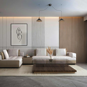 Lampara colgante doble metal y madera "Selroom" - 2xE27 - Barcelona Led-Decoración