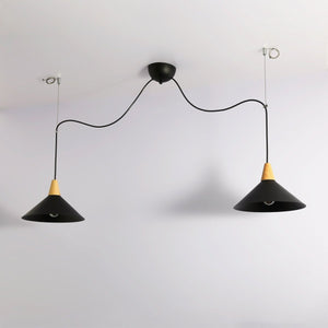 Lampara colgante doble metal y madera "Selroom" - 2xE27 - Barcelona Led-Decoración