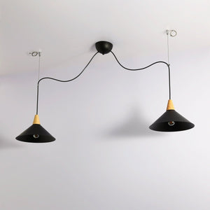 Lampara colgante doble metal y madera "Selroom" - 2xE27 - Barcelona Led-Decoración