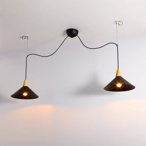 Lampara colgante doble metal y madera "Selroom" - 2xE27 - Barcelona Led-Decoración