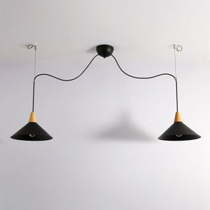 Lampara colgante doble metal y madera "Selroom" - 2xE27 - Barcelona Led-Decoración