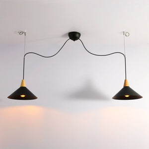 Lampara colgante doble metal y madera "Selroom" - 2xE27 - Barcelona Led-Decoración