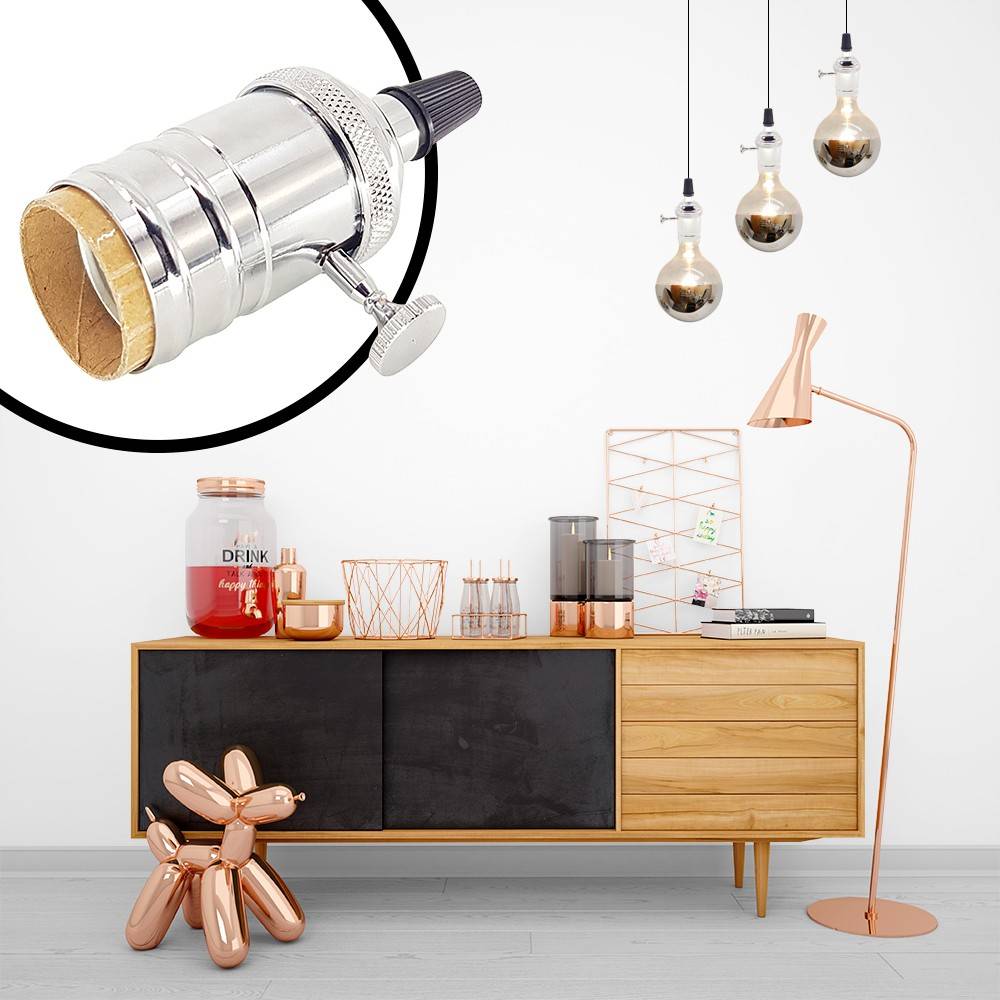 Casquillo E27 Vintage con interruptor Bronce Rosado / Cromado - Barcelona Led-