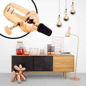Casquillo E27 Vintage con interruptor Bronce Rosado / Cromado - Barcelona Led-
