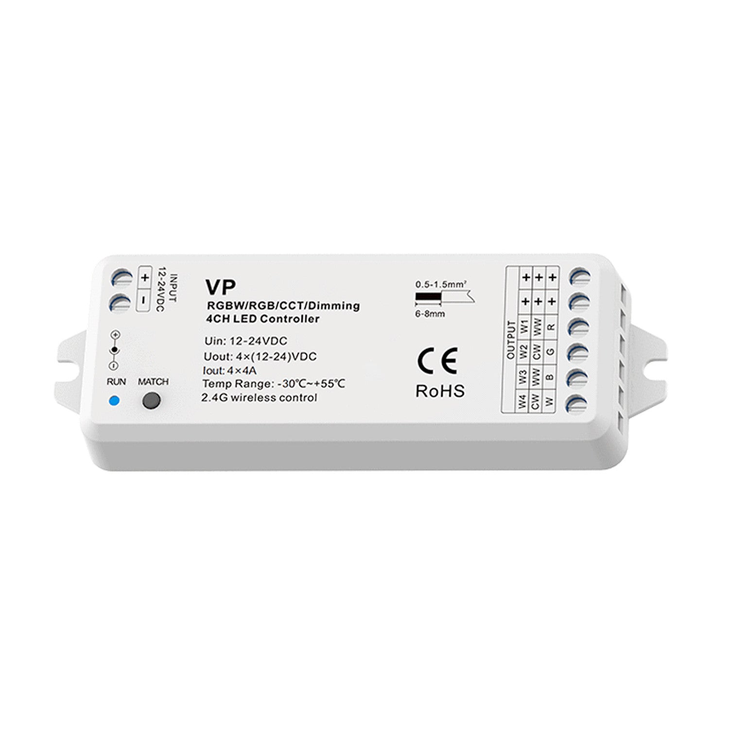 Controlador Monocolor / CCT/ RGB/ RGBW 12-24V DC - 4 canales - 4A/canal - RF 2.4GHz - Skydance